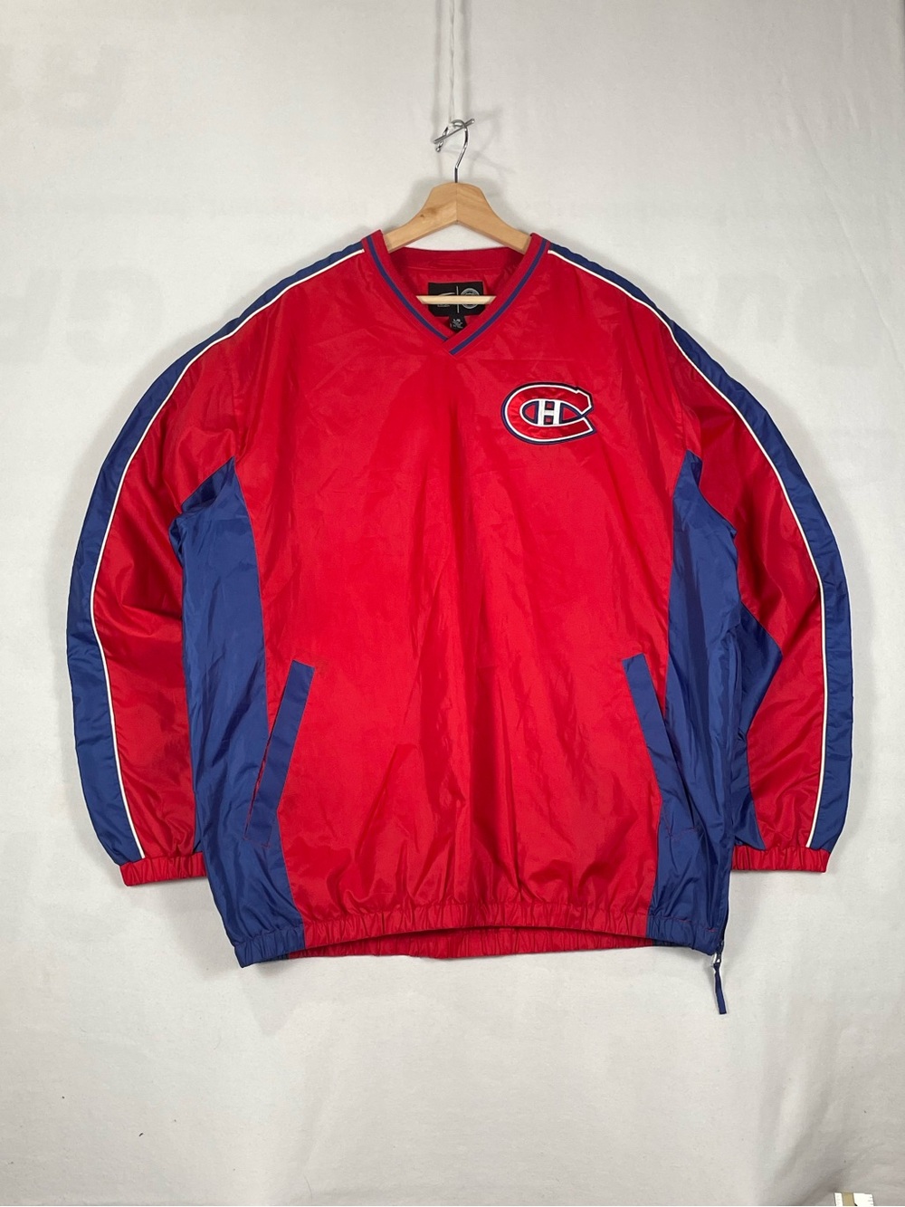 VTG GIII Montreal Canadiens NHL Hockey Pullover V Neck Windbreaker Jacket Sz L